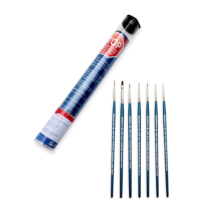 AIT Art Select Set of 7 Detail Paint Brushes, Synthetic Kolinsky Sable, Set Assembled in USA for Trusted Performance and Crafting Exquisite Details