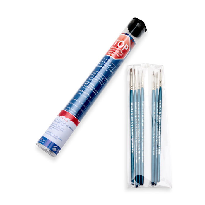 AIT Art Select Set of 7 Detail Paint Brushes, Synthetic Kolinsky Sable, Set Assembled in USA for Trusted Performance and Crafting Exquisite Details