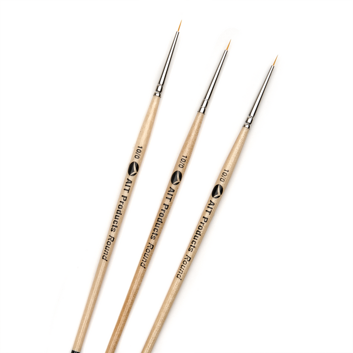 Pack of 3 Single Size Short-Handle Round Brushes, Handmade in USA, Pick the Exact Size You Want for Your Project
