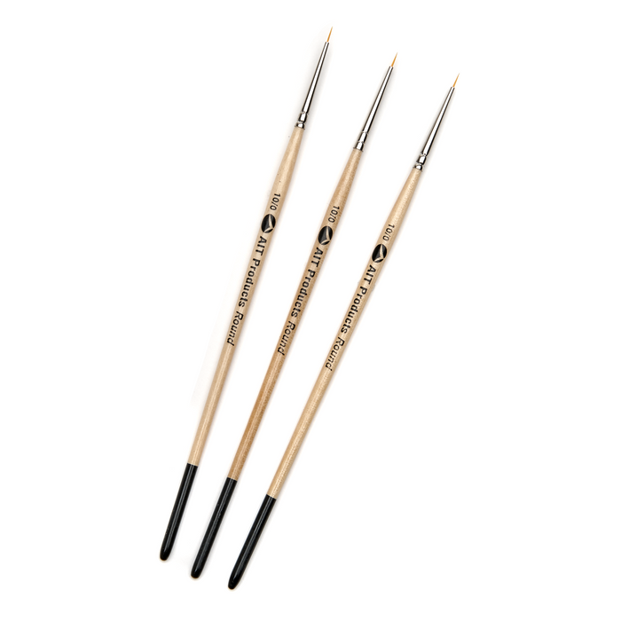 Pack of 3 Single Size Short-Handle Round Brushes, Handmade in USA, Pick the Exact Size You Want for Your Project