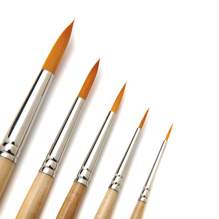 Paint Brush Set of 14 Short-Handle Brushes, Excellent Variety of Brush Shapes for All Needs, Handmade in USA to Last Without Shedding or Breaking