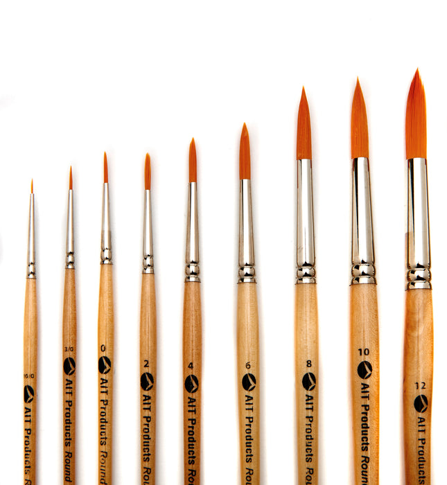 Paint Brush Set of 15 Round and Flat Short-Handle Brushes, Handmade in USA, Includes FREE Canvas Holder