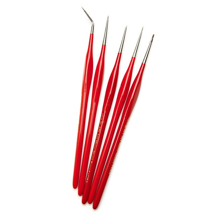 AIT Art Select, Set of 5 Micro Brushes for Miniature Detail, Handmade in USA with a Triangular Handle Design for the Best Grip and Ultimate Precision