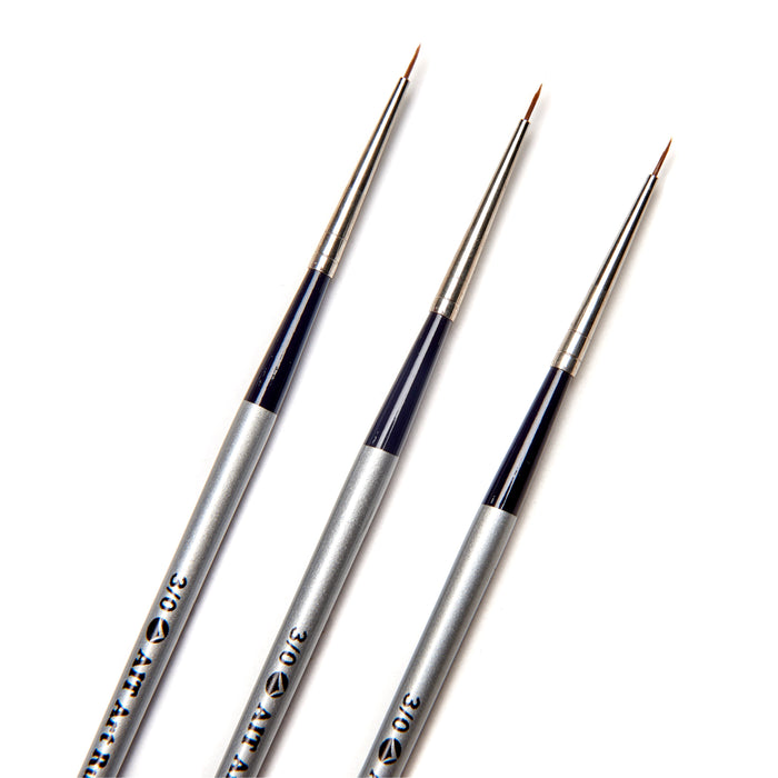 AIT Art Select Pack of 3 Single Size Detail Rounds, Pure Russian Red Sable, Short-Handle Brushes, Handmade in Germany, Pick the Exact Size You Want for Your Project