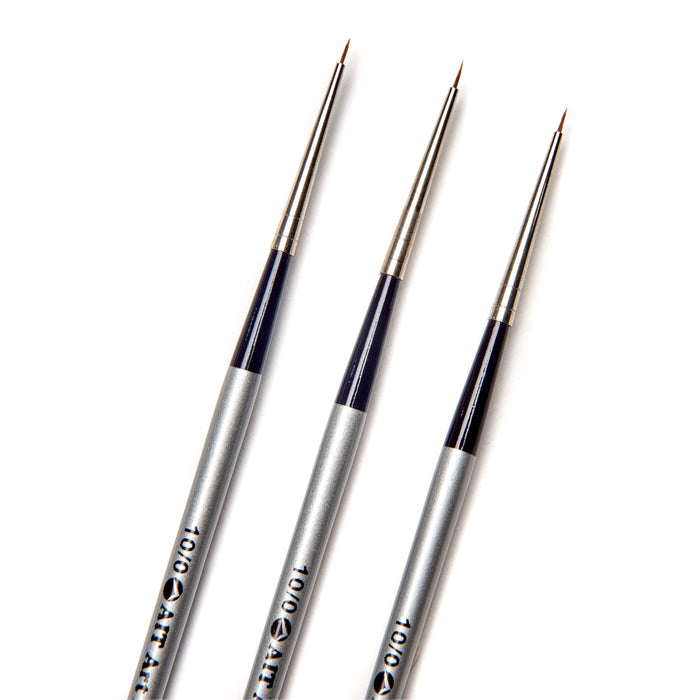 AIT Art Select Pack of 3 Single Size Detail Rounds, Pure Russian Red Sable, Short-Handle Brushes, Handmade in Germany, Pick the Exact Size You Want for Your Project