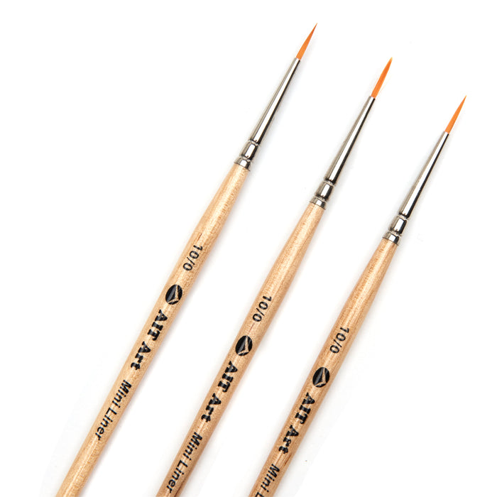 Pack of 3 Single Size Short-Handle Mini Liner Brushes, Handmade in USA, Pick the Exact Size You Want for Your Project