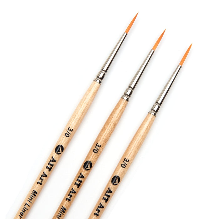 Pack of 3 Single Size Short-Handle Mini Liner Brushes, Handmade in USA, Pick the Exact Size You Want for Your Project