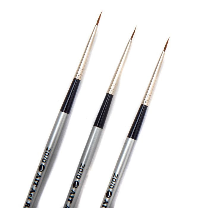 AIT Art Select Pack of 3 Single Size Mini-Liners, Pure Russian Red Sable, Short-Handle Brushes, Handmade in Germany, Pick the Exact Size You Want for Your Project