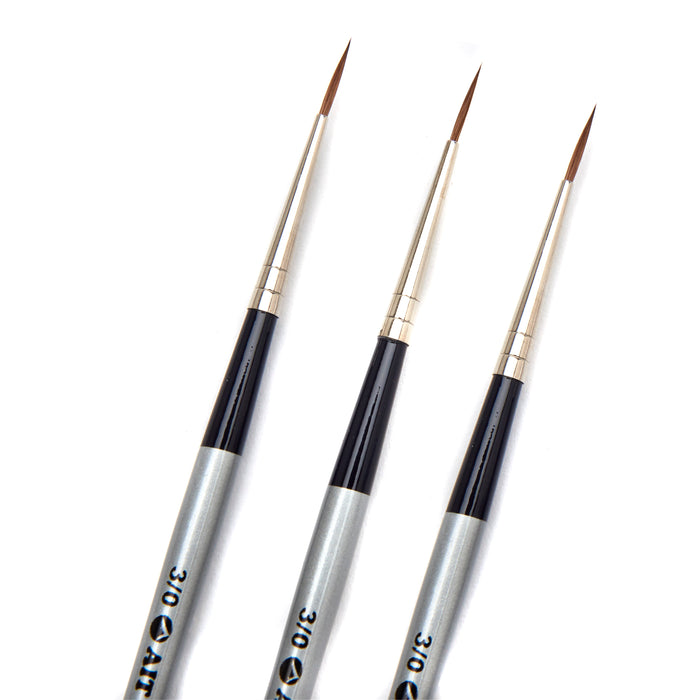 AIT Art Select Pack of 3 Single Size Mini-Liners, Pure Russian Red Sable, Short-Handle Brushes, Handmade in Germany, Pick the Exact Size You Want for Your Project