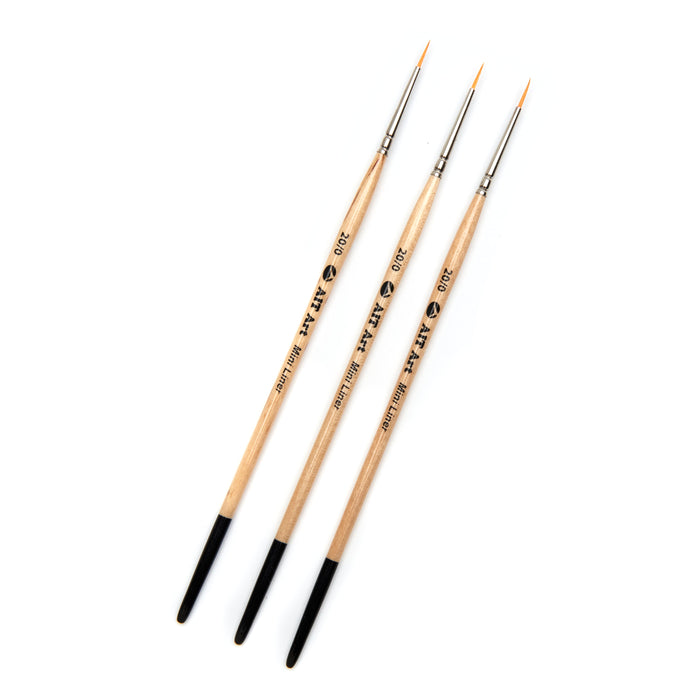 Pack of 3 Single Size Short-Handle Mini Liner Brushes, Handmade in USA, Pick the Exact Size You Want for Your Project