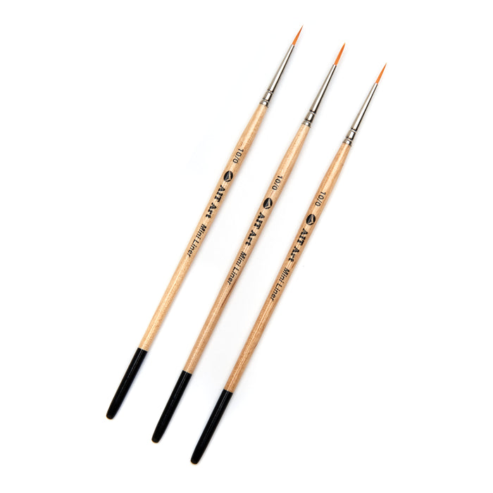 Pack of 3 Single Size Short-Handle Mini Liner Brushes, Handmade in USA, Pick the Exact Size You Want for Your Project