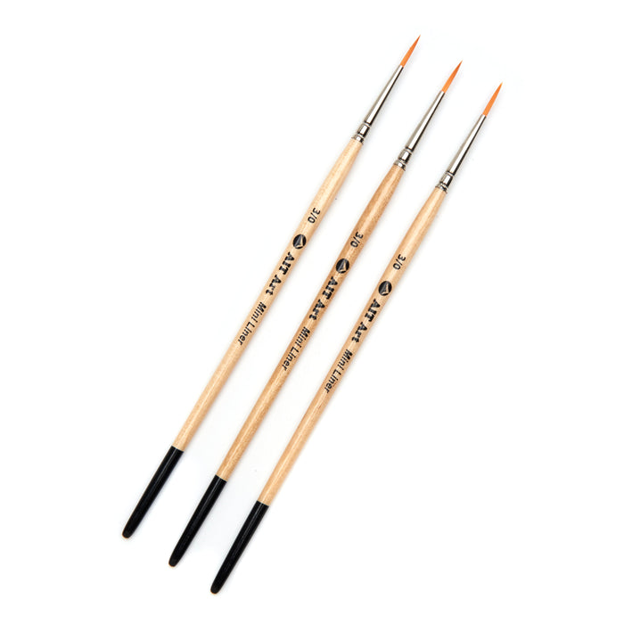 Pack of 3 Single Size Short-Handle Mini Liner Brushes, Handmade in USA, Pick the Exact Size You Want for Your Project