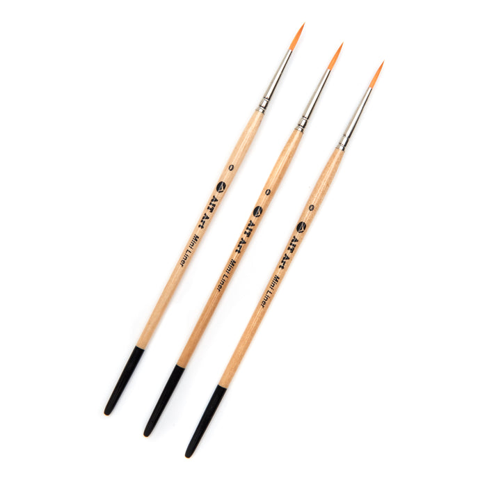 Pack of 3 Single Size Short-Handle Mini Liner Brushes, Handmade in USA, Pick the Exact Size You Want for Your Project
