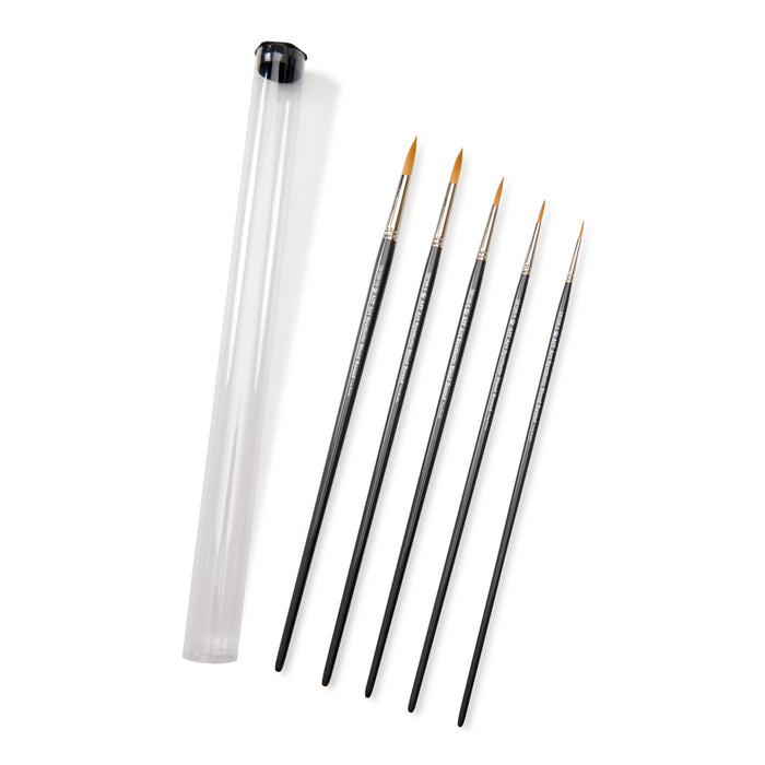 AIT Art Select Paint Brush Set, 5 Long Handle Synthetic Blend Round Paint Brushes, Handmade in USA, Set for Superior Results with Oil, Acrylic, and Watercolors