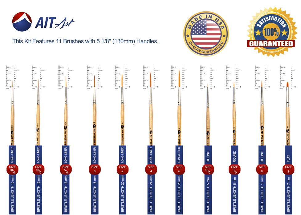 Paint Brush Set of 11 Detail Brushes, Handmade in USA, Trusted Performance for Fine Detail Painting