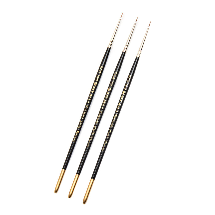 AIT Art Premium Pack of 3 Single Size Kolinsky Short-Handle Round Brushes, Handmade in USA, Pick the Exact Size You Want for Your Project