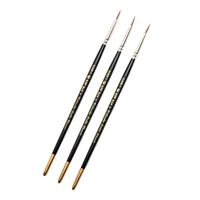 AIT Art Premium Pack of 3 Single Size Kolinsky Short-Handle Round Brushes, Handmade in USA, Pick the Exact Size You Want for Your Project