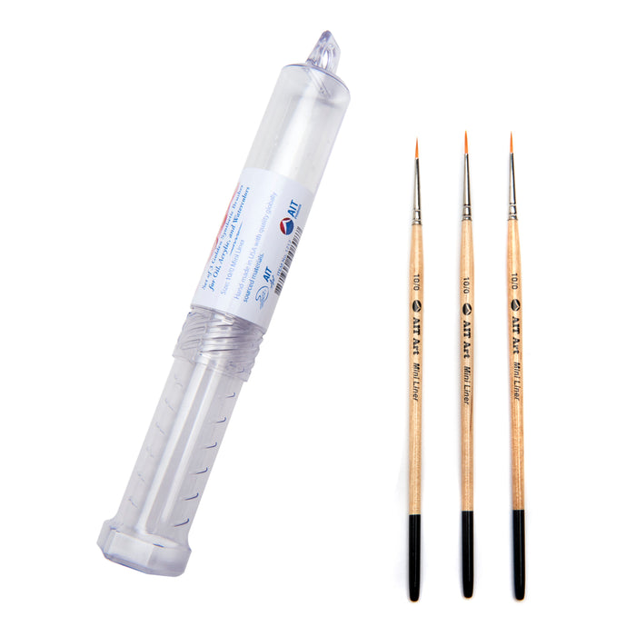 Pack of 3 Single Size Short-Handle Mini Liner Brushes, Handmade in USA, Pick the Exact Size You Want for Your Project