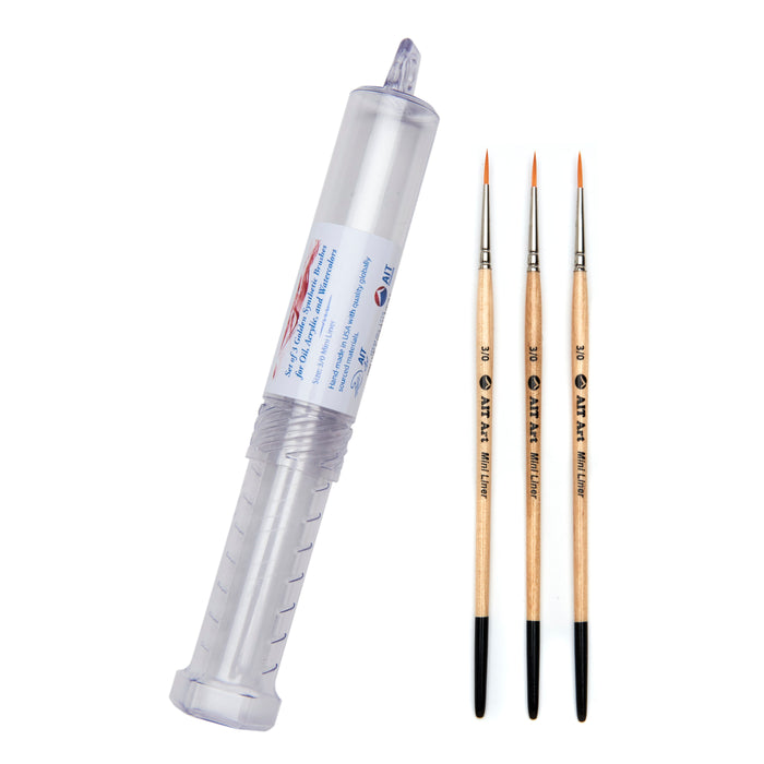 Pack of 3 Single Size Short-Handle Mini Liner Brushes, Handmade in USA, Pick the Exact Size You Want for Your Project