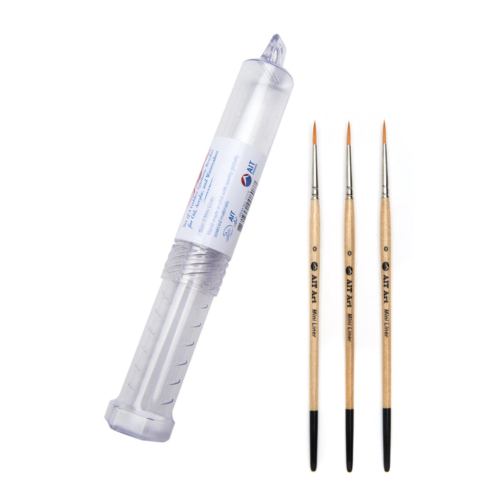 Pack of 3 Single Size Short-Handle Mini Liner Brushes, Handmade in USA, Pick the Exact Size You Want for Your Project