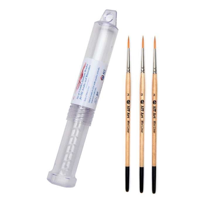 Pack of 3 Single Size Short-Handle Mini Liner Brushes, Handmade in USA, Pick the Exact Size You Want for Your Project