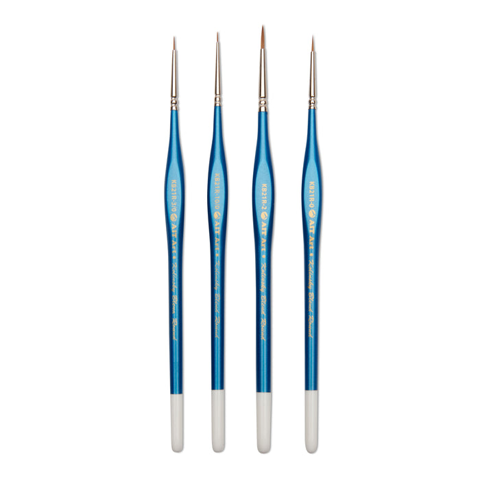 AIT Art Premium Detail Brush Set, 4 Kolinsky Blend Paint Brushes for Miniature Details, Handmade in USA for Trusted Performance, Triangular Handle Design for The Best Grip and Ultimate Precision