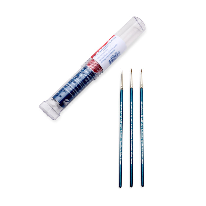 AIT Art Select Pack of 3 Single Size Detail Mini Liners, Synthetic Kolinsky Sable, Short-Handle Brushes, Set Assembled in USA, Pick the Exact Size You Want for Your Project
