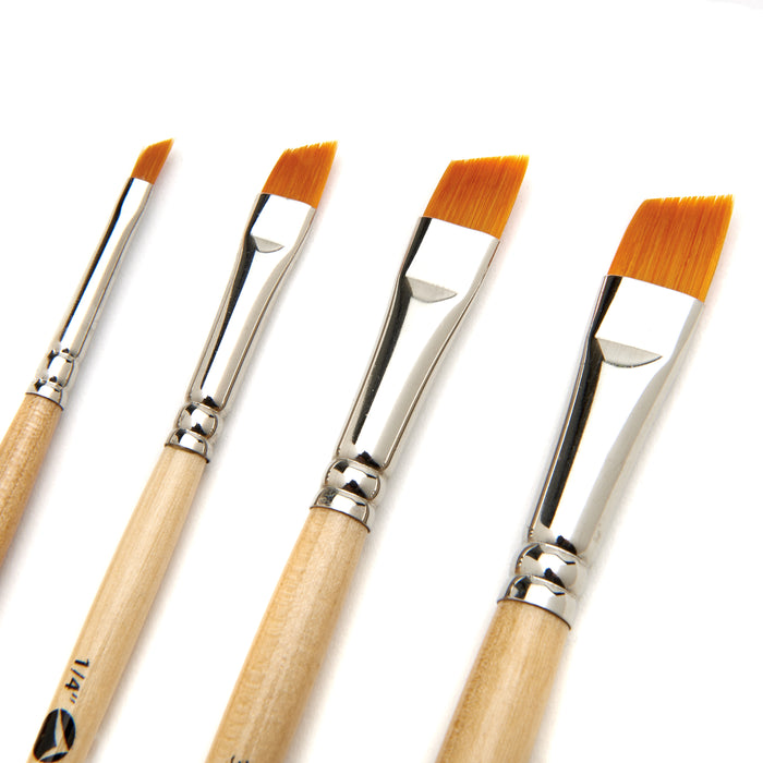 Paint Brush Set of 8 Short-Handle Artist Brushes,  Angle Shaders, Filberts, and a Fan, Handmade in USA for Lasting Performance