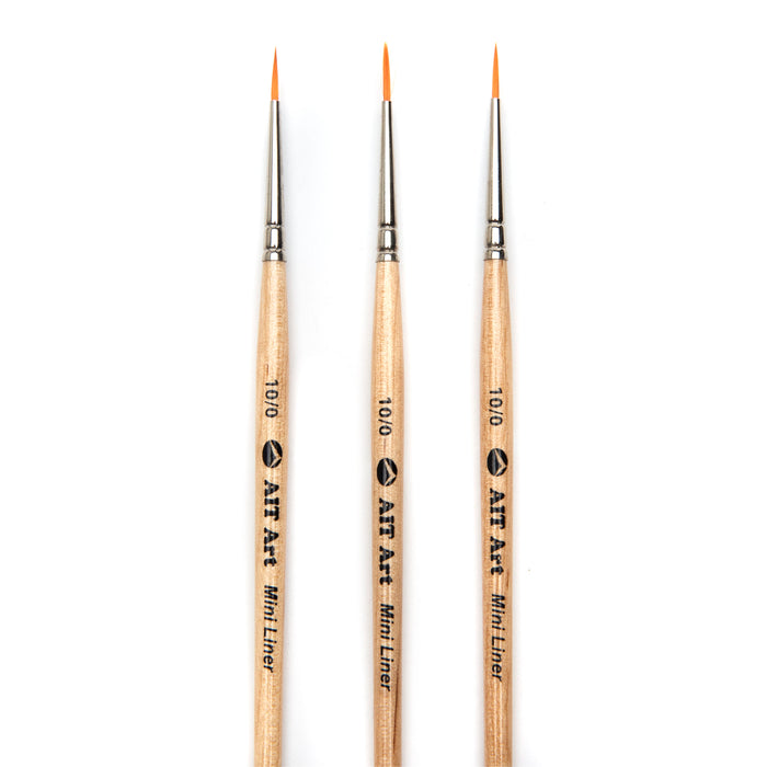 Pack of 3 Single Size Short-Handle Mini Liner Brushes, Handmade in USA, Pick the Exact Size You Want for Your Project