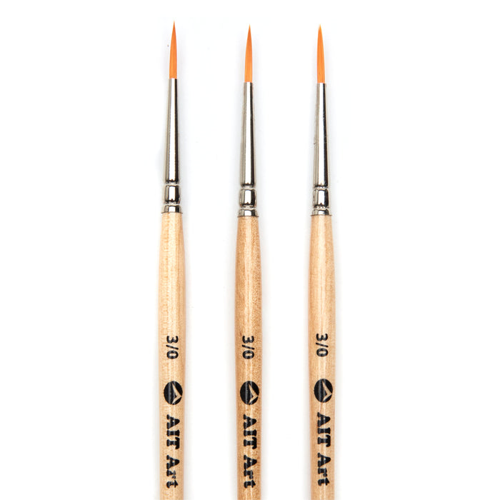 Pack of 3 Single Size Short-Handle Mini Liner Brushes, Handmade in USA, Pick the Exact Size You Want for Your Project