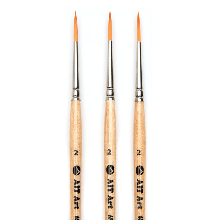 Pack of 3 Single Size Short-Handle Mini Liner Brushes, Handmade in USA, Pick the Exact Size You Want for Your Project