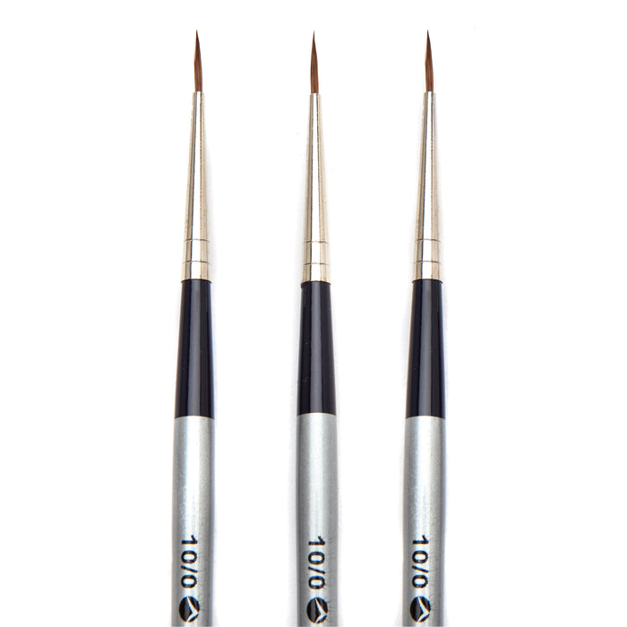 AIT Art Select Pack of 3 Single Size Mini-Liners, Pure Russian Red Sable, Short-Handle Brushes, Handmade in Germany, Pick the Exact Size You Want for Your Project
