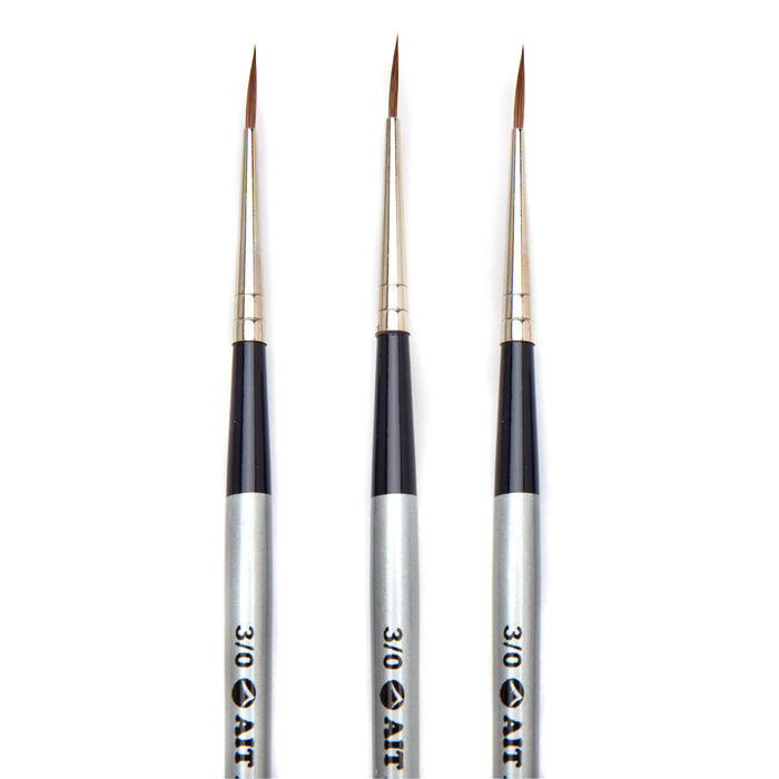 AIT Art Select Pack of 3 Single Size Mini-Liners, Pure Russian Red Sable, Short-Handle Brushes, Handmade in Germany, Pick the Exact Size You Want for Your Project