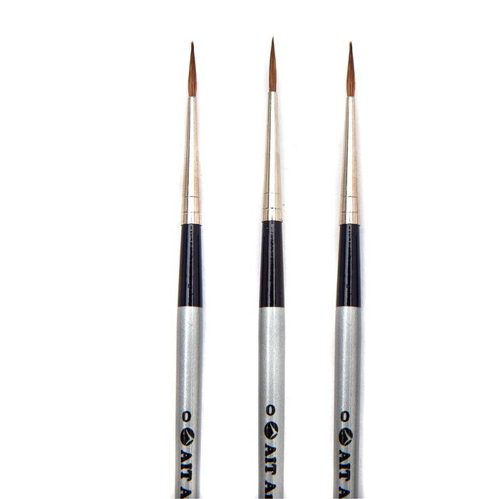 AIT Art Select Pack of 3 Single Size Mini-Liners, Pure Russian Red Sable, Short-Handle Brushes, Handmade in Germany, Pick the Exact Size You Want for Your Project