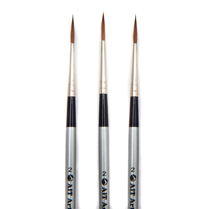 AIT Art Select Pack of 3 Single Size Mini-Liners, Pure Russian Red Sable, Short-Handle Brushes, Handmade in Germany, Pick the Exact Size You Want for Your Project
