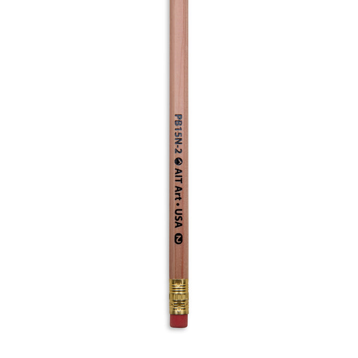 AIT Art Wood Pencils, Pack of 12, Unsharpened, No. 2 HB Lead, Latex Free Erasers, Made in USA to Handle Any Writing Task with Ease