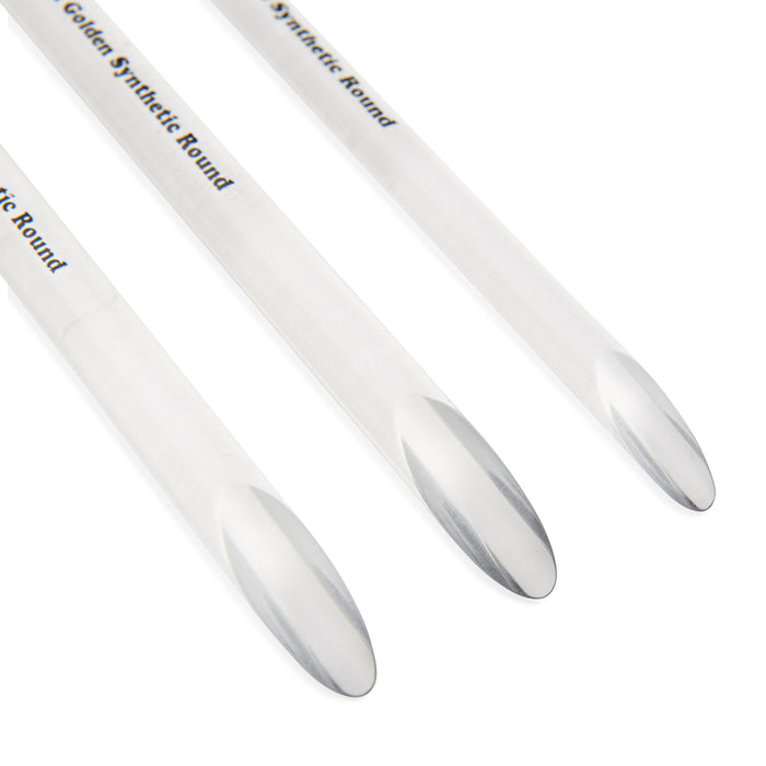 Pack of 3 Short-Handle Round Brushes, Clear Acrylic Handles with Beveled End, Handmade in USA, Pick the Size You Want for Your Project