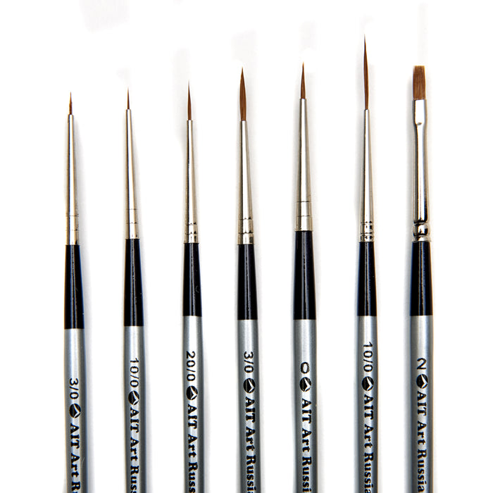 AIT Art Select, Set of 7 Pure Russian Sable Detail Paint Brushes, Handmade in Germany for Crafting Exquisite Details