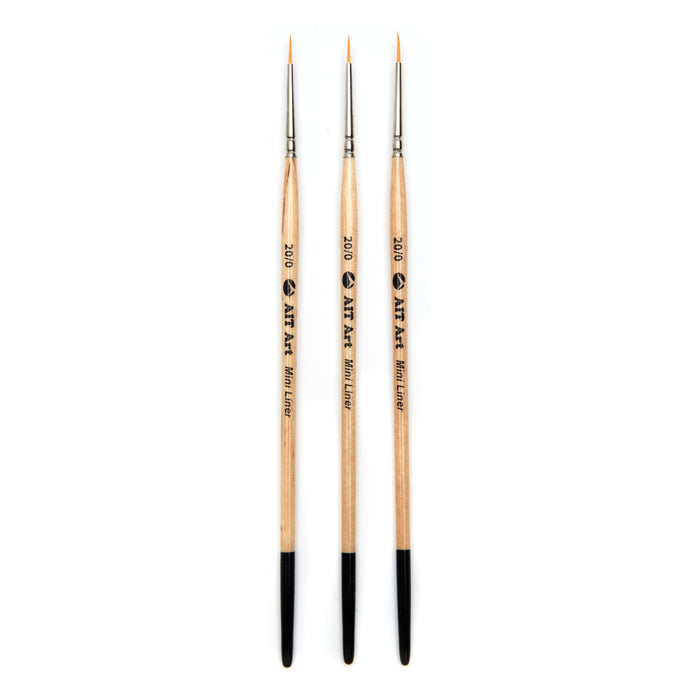 Pack of 3 Single Size Short-Handle Mini Liner Brushes, Handmade in USA, Pick the Exact Size You Want for Your Project