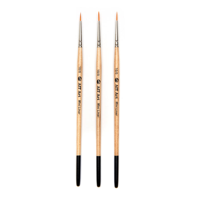 Pack of 3 Single Size Short-Handle Mini Liner Brushes, Handmade in USA, Pick the Exact Size You Want for Your Project