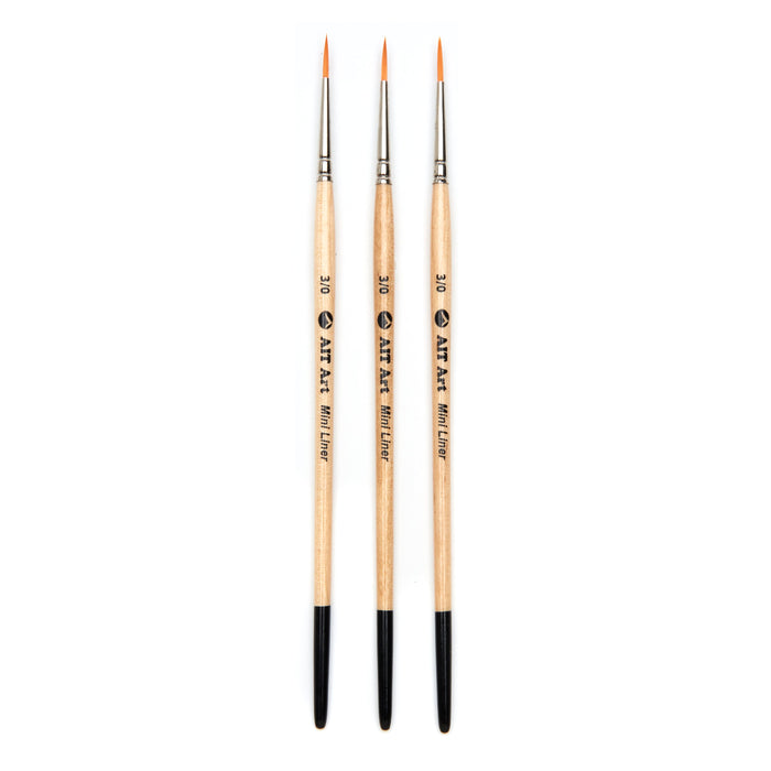 Pack of 3 Single Size Short-Handle Mini Liner Brushes, Handmade in USA, Pick the Exact Size You Want for Your Project