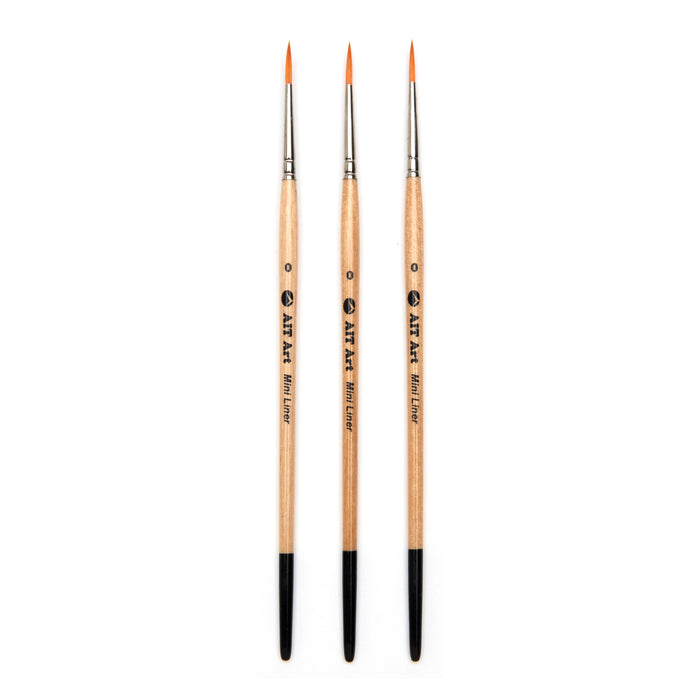Pack of 3 Single Size Short-Handle Mini Liner Brushes, Handmade in USA, Pick the Exact Size You Want for Your Project