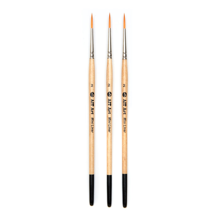 Pack of 3 Single Size Short-Handle Mini Liner Brushes, Handmade in USA, Pick the Exact Size You Want for Your Project