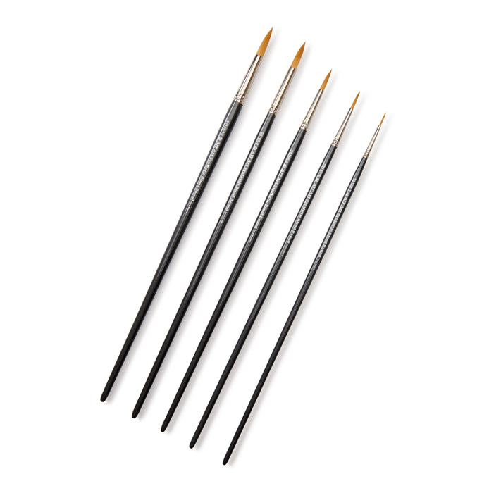 AIT Art Select Paint Brush Set, 5 Long Handle Synthetic Blend Round Paint Brushes, Handmade in USA, Set for Superior Results with Oil, Acrylic, and Watercolors