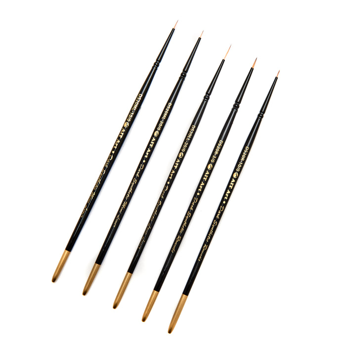 AIT Art Premium Detail Brush Set, 5 Dark Synthetic Paint Brushes, Handmade in USA, Best Quality Set for Precision Details with Oil, Acrylic, and Watercolors