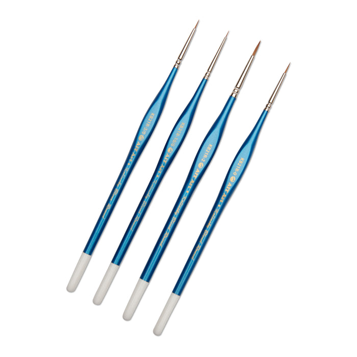 AIT Art Premium Detail Brush Set, 4 Kolinsky Blend Paint Brushes for Miniature Details, Handmade in USA for Trusted Performance, Triangular Handle Design for The Best Grip and Ultimate Precision