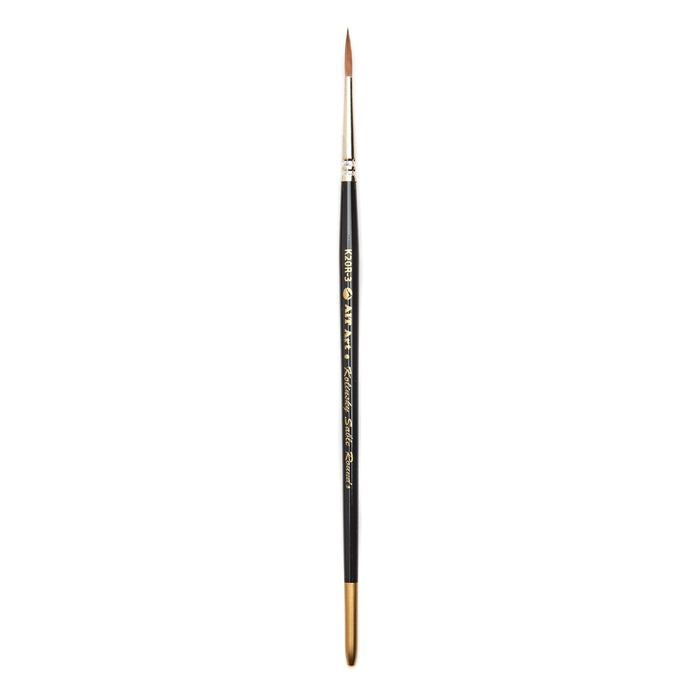 AIT Art Premium Pack of 3 Single Size Kolinsky Short-Handle Round Brushes, Handmade in USA, Pick the Exact Size You Want for Your Project