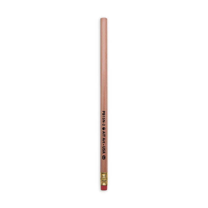 AIT Art Wood Pencils, Pack of 12, Unsharpened, No. 2 HB Lead, Latex Free Erasers, Made in USA to Handle Any Writing Task with Ease