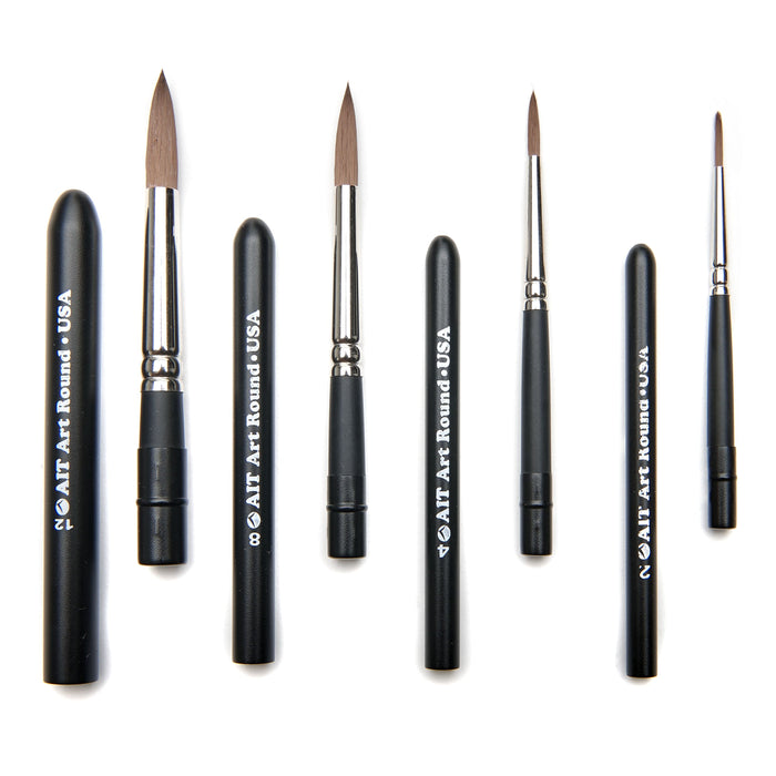 AIT Art Select Paint Brushes - Set of 4 Synthetic Sable Brushes - Handmade in USA - Compact Travel Set