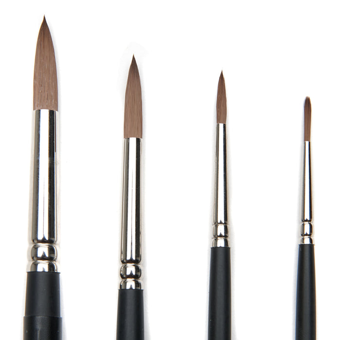 AIT Art Select Paint Brushes - Set of 4 Synthetic Sable Brushes - Handmade in USA - Compact Travel Set